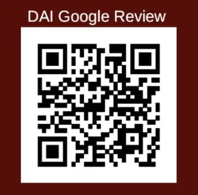 A QR code with the text 'DAI Google Review' above it