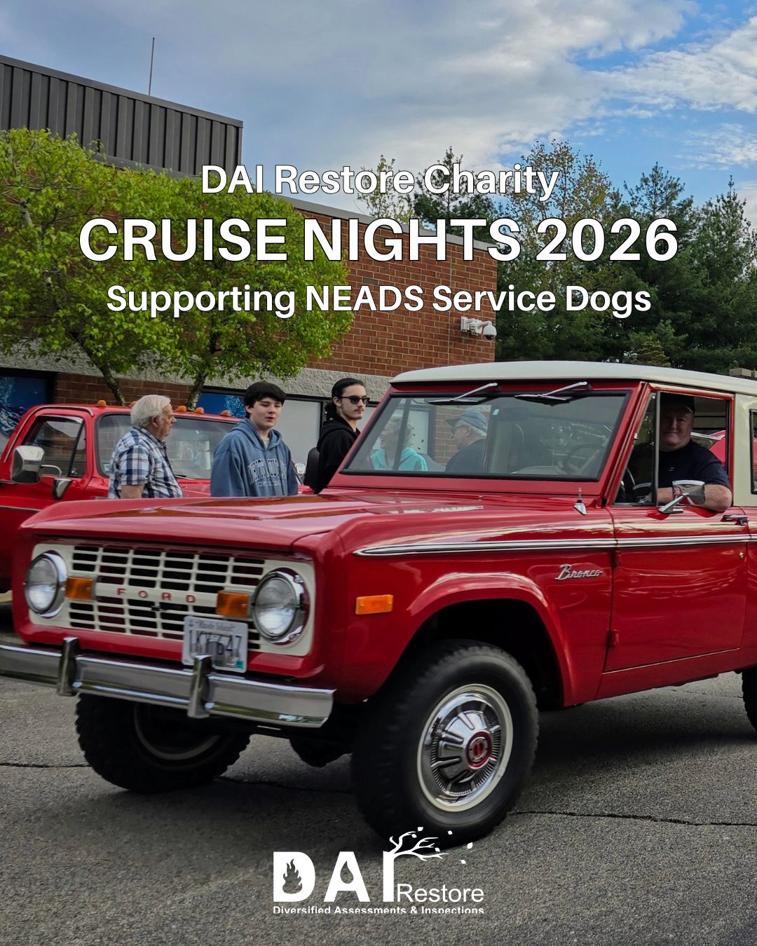 DAI Restore's 2026 Charity Cruise Nights events supporting NEADS Service Dogs