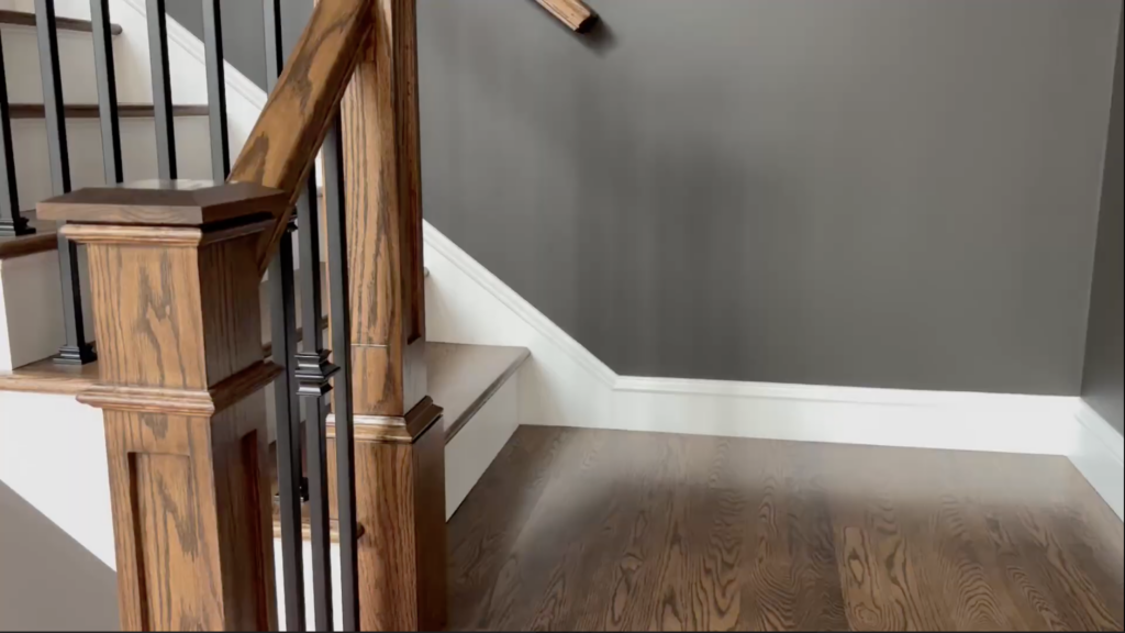 A newly built staircase professionally cleaned after construction